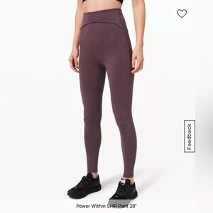 LuluLemon Power Within SHR Pant 28"